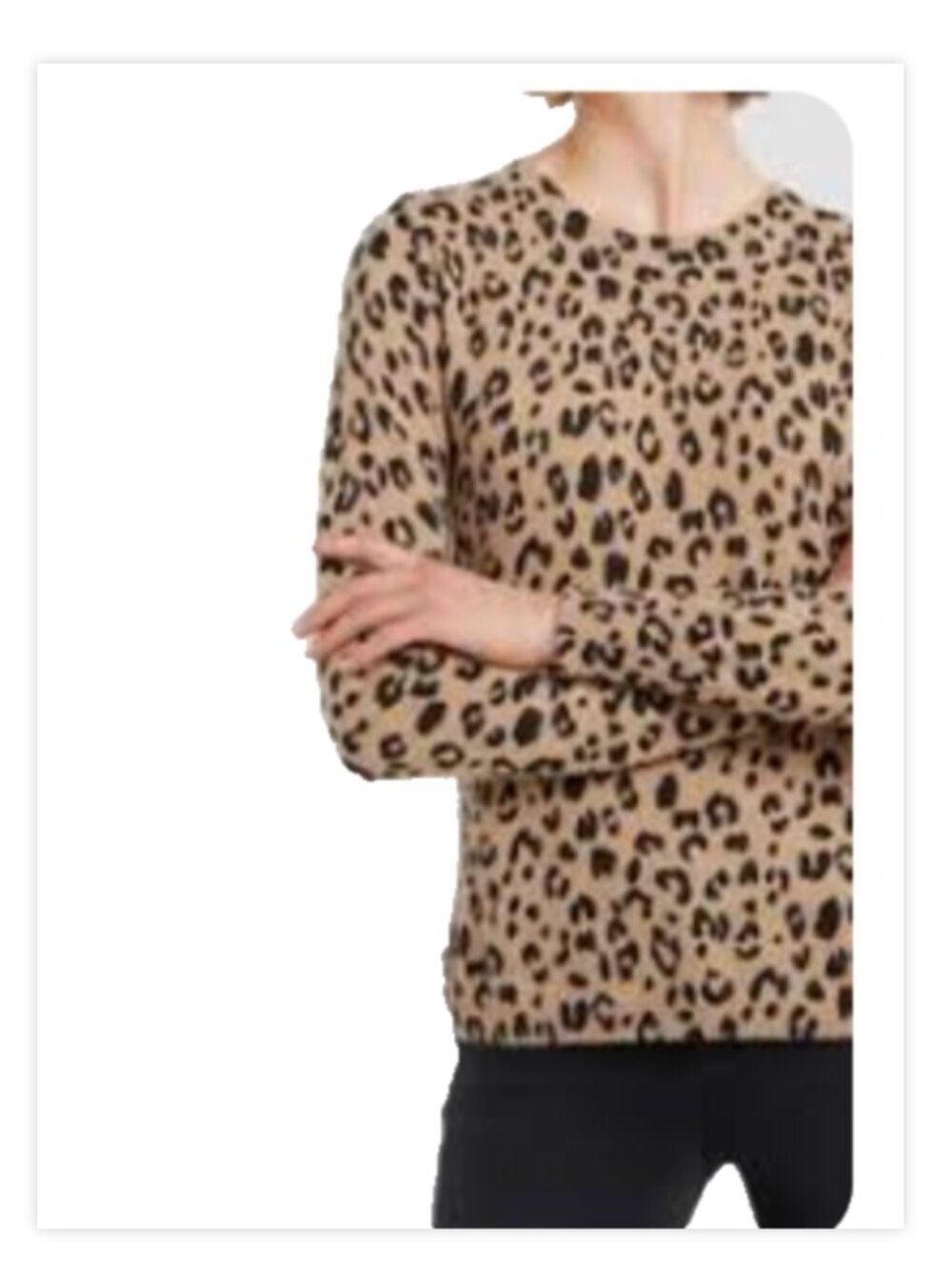 J. Crew 100% Cashmere Animal Print Crewneck Sweater Tan Black Size XS